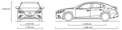 Szkic techniczny Mazda 3 III Sedan