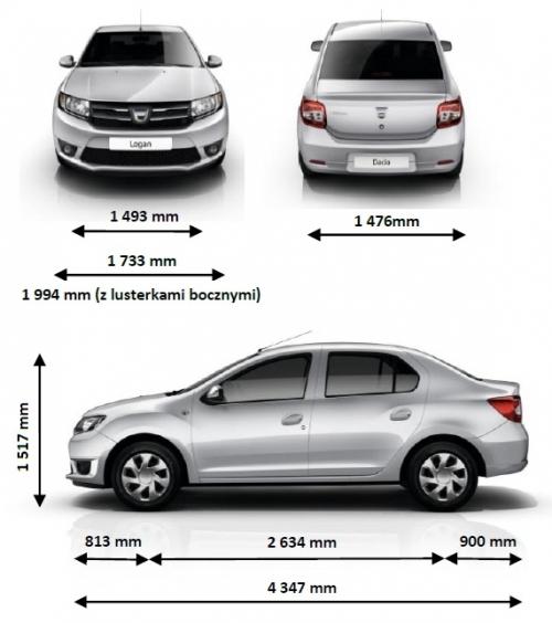 Szkic techniczny Dacia Logan II Sedan