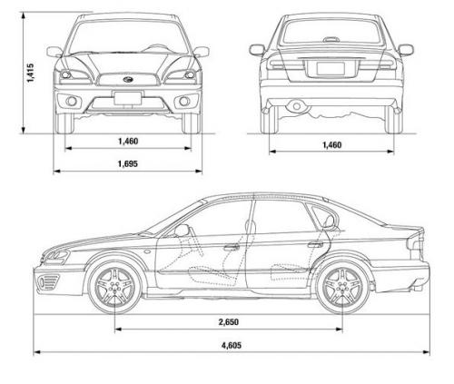 Szkic techniczny Subaru Legacy III Sedan