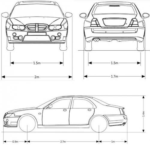 Szkic techniczny MG ZT Sedan