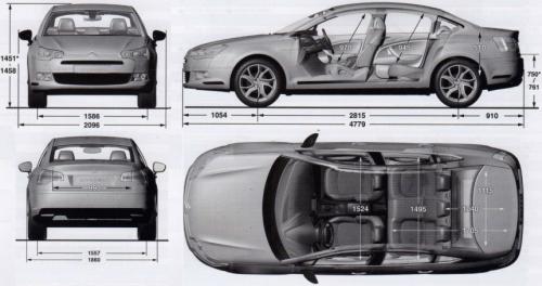 Szkic techniczny Citroen C5 III Sedan