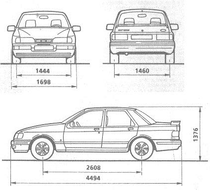 Szkic techniczny Ford Sierra II Sedan