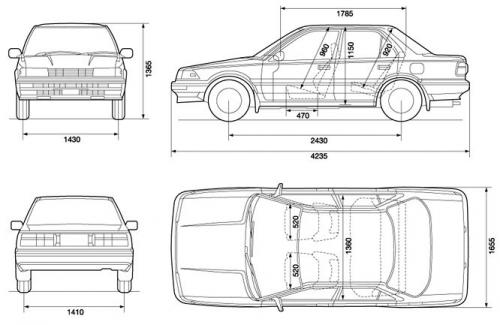 Szkic techniczny Toyota Corolla VI Sedan