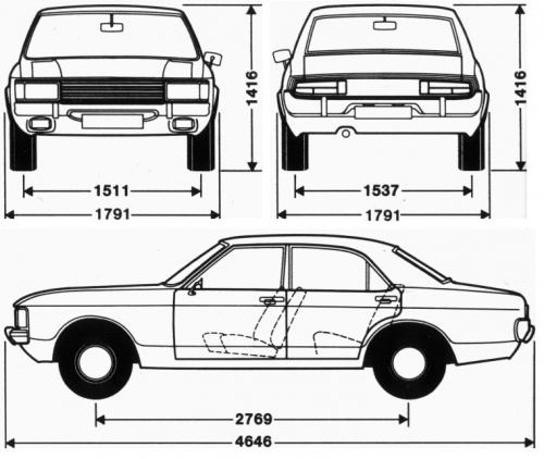 Szkic techniczny Ford Granada I Sedan