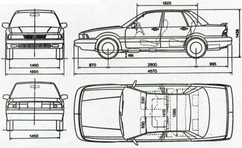 Szkic techniczny Mitsubishi Galant VI Sedan