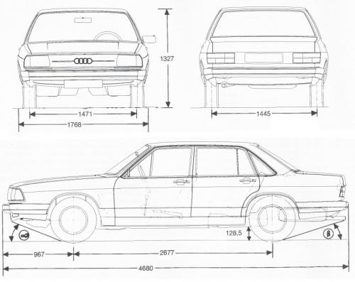 Szkic techniczny Audi 100 C2 Sedan