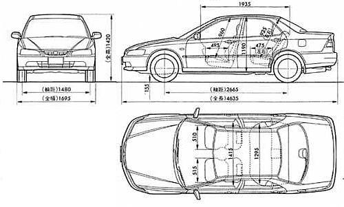 Szkic techniczny Honda Accord V Sedan