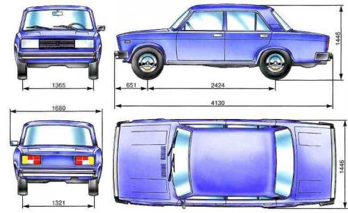 Szkic techniczny Łada 2105 2105 Sedan