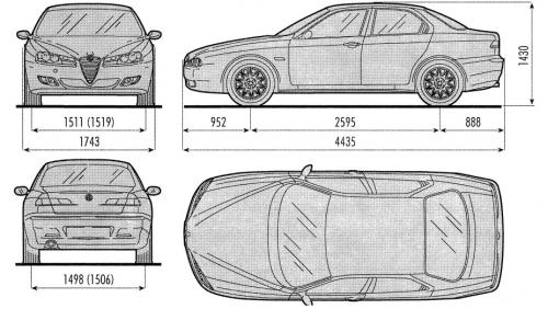 Szkic techniczny Alfa Romeo 156 II Sedan