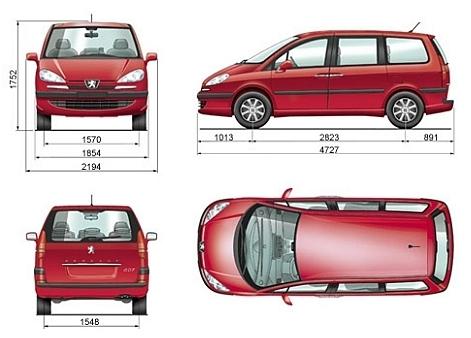 Szkic techniczny Peugeot 807 Tepee