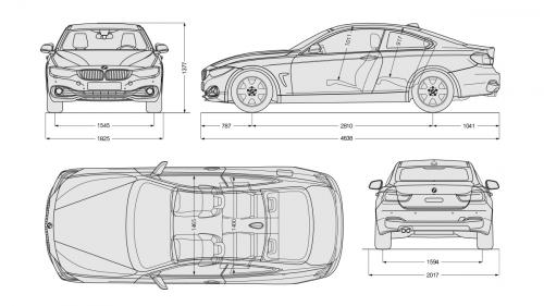 Szkic techniczny BMW Seria 4 F32-33-36 Coupe Facelifting