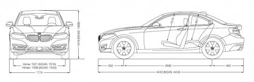 Szkic techniczny BMW Seria 2 F22-F23-F45-F46 Coupe Facelifting