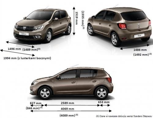 Szkic techniczny Dacia Sandero II Stepway Facelifting