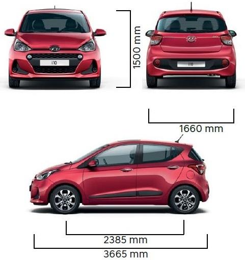 Szkic techniczny Hyundai i10 II Hatchback Facelifting