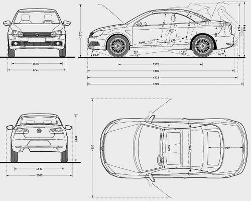 Szkic techniczny Volkswagen EOS Coupe Cabrio Facelifting