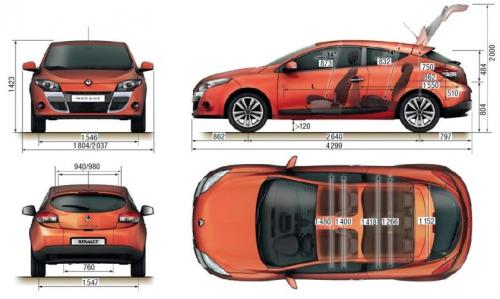 Szkic techniczny Renault Megane III Coupe Facelifting