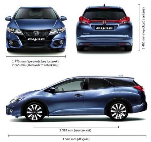 Szkic techniczny Honda Civic IX Tourer Facelifting