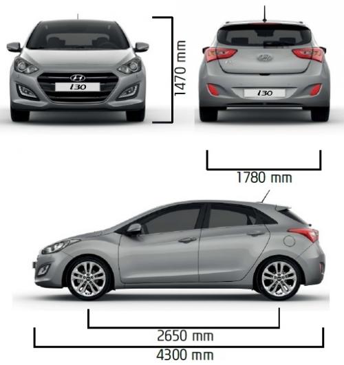 Szkic techniczny Hyundai i30 II Hatchback 5d Facelifting