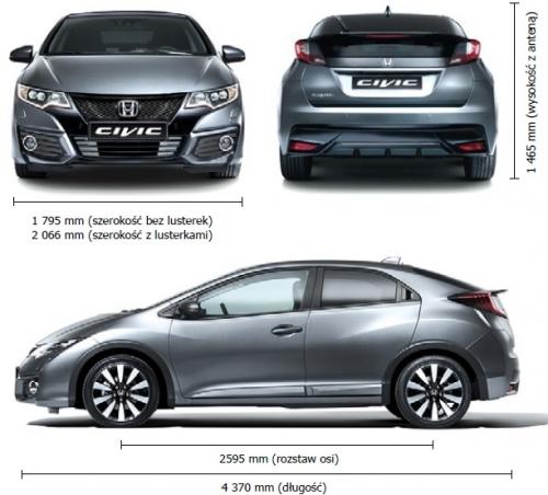 Szkic techniczny Honda Civic IX Hatchback 5d Facelifting