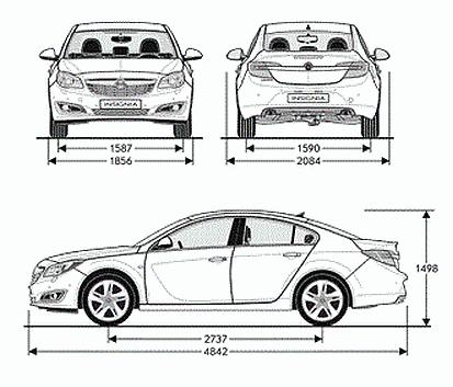 Szkic techniczny Opel Insignia I Sedan Facelifting
