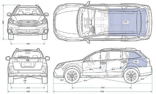 Szkic techniczny Subaru Outback IV Crossover Facelifting