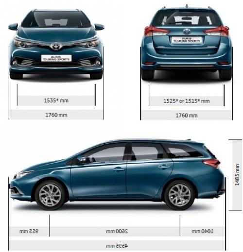 Szkic techniczny Toyota Auris II Touring Sports Facelifting