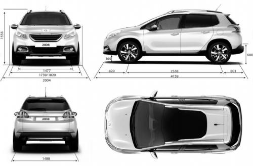 Szkic techniczny Peugeot 2008 I SUV Facelifting