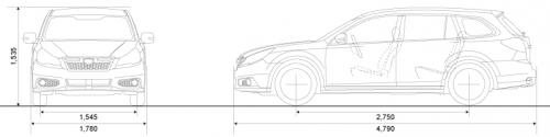 Szkic techniczny Subaru Legacy V Kombi Facelifting