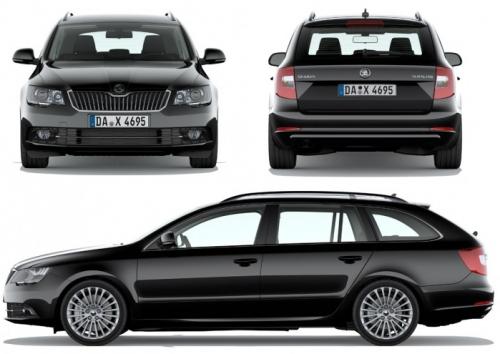 Szkic techniczny Skoda Superb II Kombi Facelifting