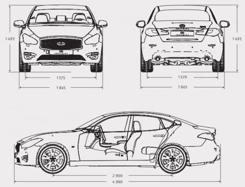 Szkic techniczny Infiniti Q70 Sedan Facelifting