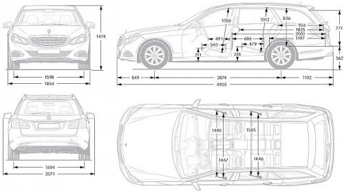 Szkic techniczny Mercedes Klasa E W212 Kombi Facelifting