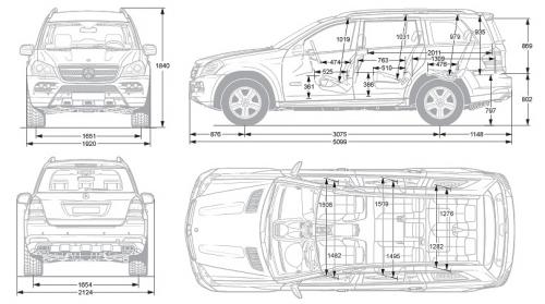 Szkic techniczny Mercedes Klasa GL X164 Off-roader Facelifting