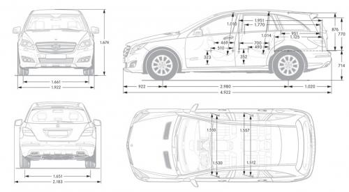 Szkic techniczny Mercedes Klasa R Off-roader Facelifting