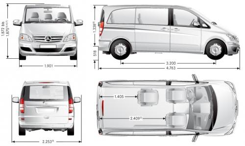 Szkic techniczny Mercedes Viano Van Facelifting