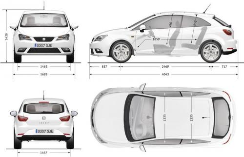 Szkic techniczny Seat Ibiza IV SportCoupe Facelifting