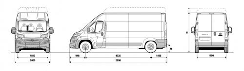 Szkic techniczny Fiat Ducato IV Furgon Przeszklony długi Facelifting
