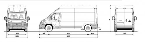 Szkic techniczny Fiat Ducato IV Furgon długi Facelifting