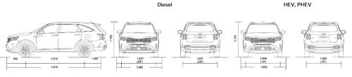 Szkic techniczny Kia Sorento IV SUV Facelifting