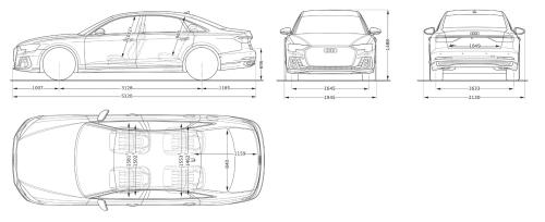 Szkic techniczny Audi A8 D5 Sedan Long Facelifting