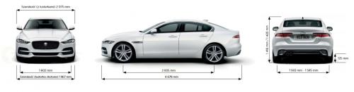 Szkic techniczny Jaguar XE Sedan Facelifting