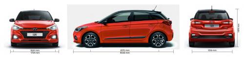 Szkic techniczny Hyundai i20 II Hatchback 5d Facelifting