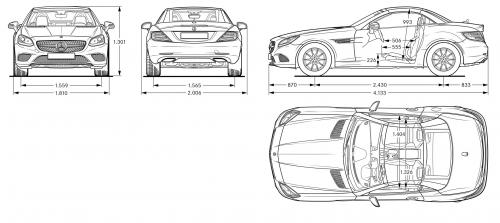 Szkic techniczny Mercedes SLC Roadster Facelifting