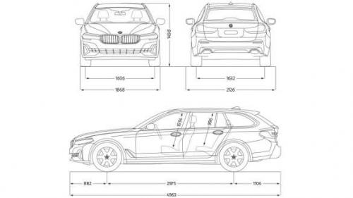 Szkic techniczny BMW Seria 5 G30-G31 Touring Facelifting