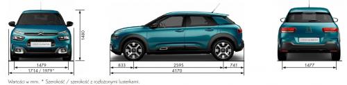 Szkic techniczny Citroen C4 Cactus Crossover Facelifting