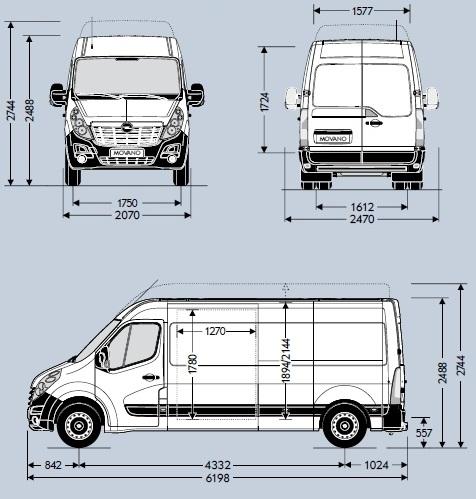 Szkic techniczny Opel Movano III Furgon L3H2 FWD