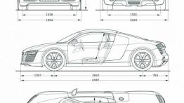 Audi R8 Facelifting - szkic auta - wymiary