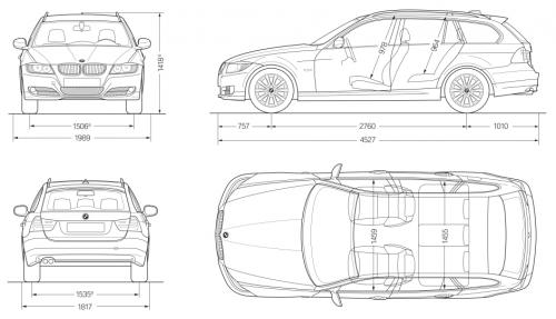 Szkic techniczny BMW Seria 3 E90-91-92-93 Touring E91