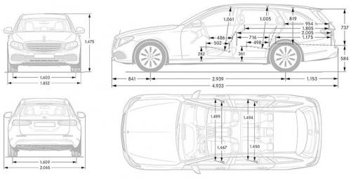 Szkic techniczny Mercedes Klasa E W213 Kombi