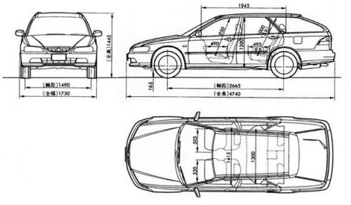Szkic techniczny Honda Accord VI Kombi