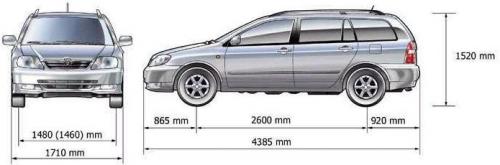 Szkic techniczny Toyota Corolla IX (E12) Kombi